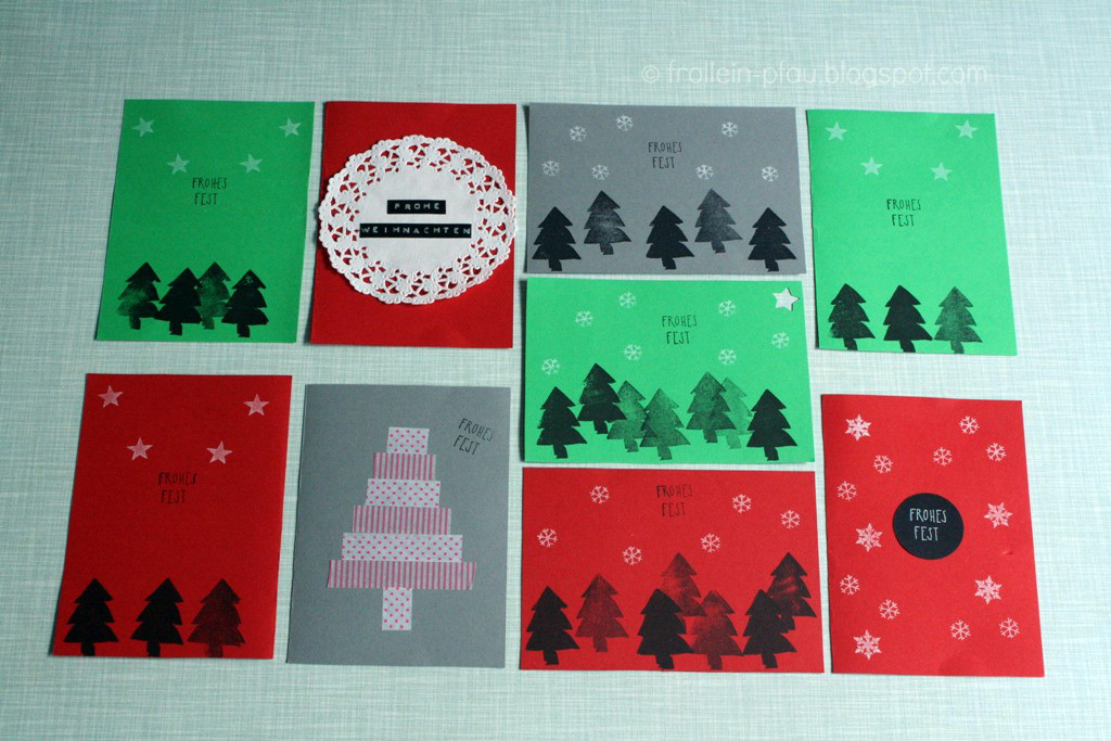Frollein Pfau Weihnachtskarten Selbstgemacht Diy