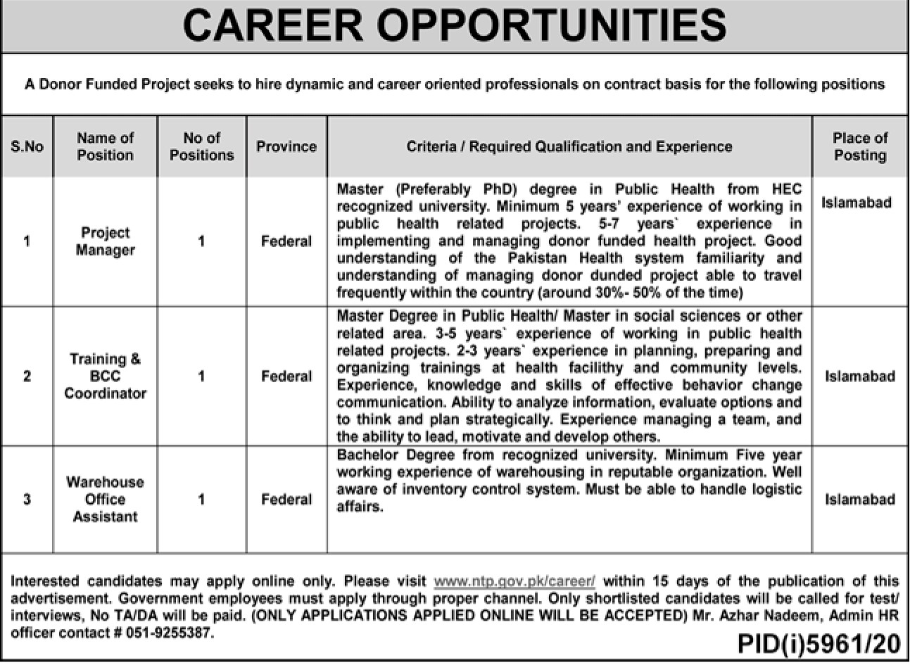 Donor Funded Project Jobs 2021 in Pakistan Donor Funded Project Jobs 2021 in Pakistan