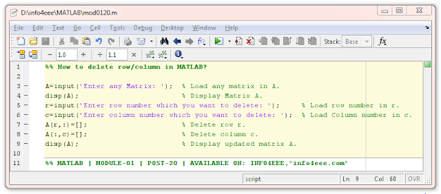 How To Delete ROW/COLUMN in MATLAB - INFO4EEE
