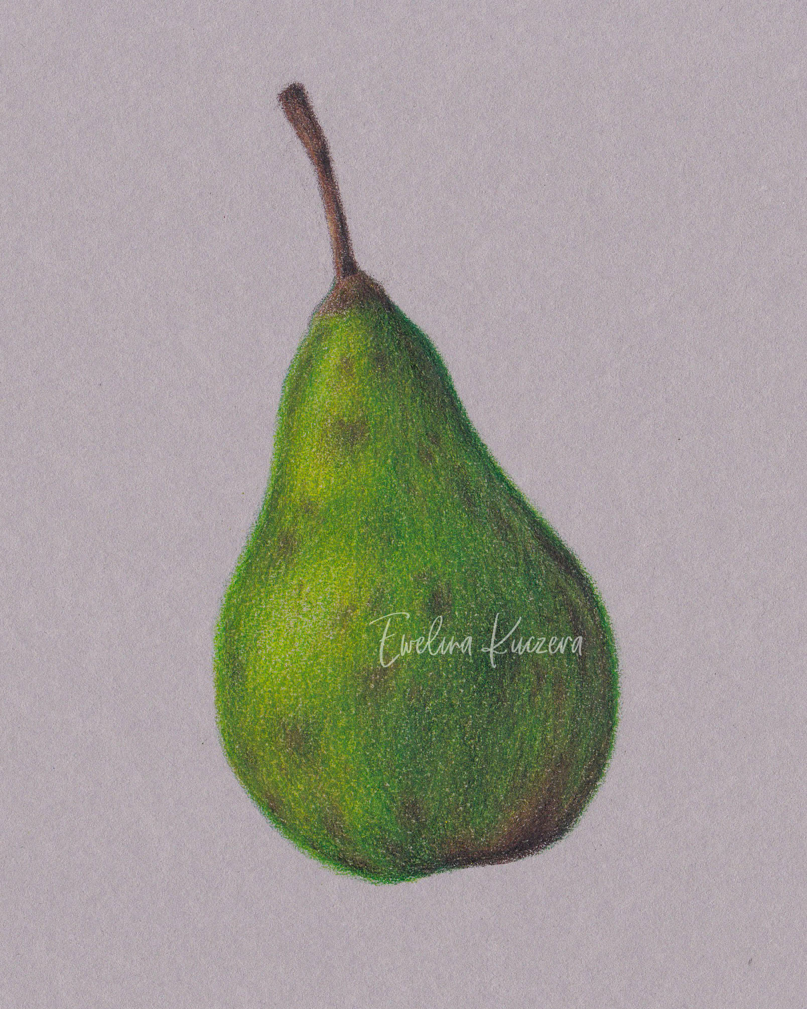 How to draw a pear with colored pencils Step by step tutorial