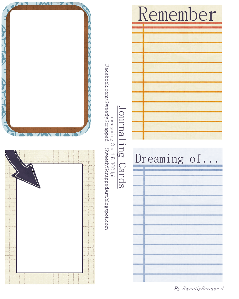 Sweetly Scrapped Printable Journaling Cards