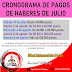 CRONOGRAMA DE PAGOS DE HABERES DE JULIO 2021