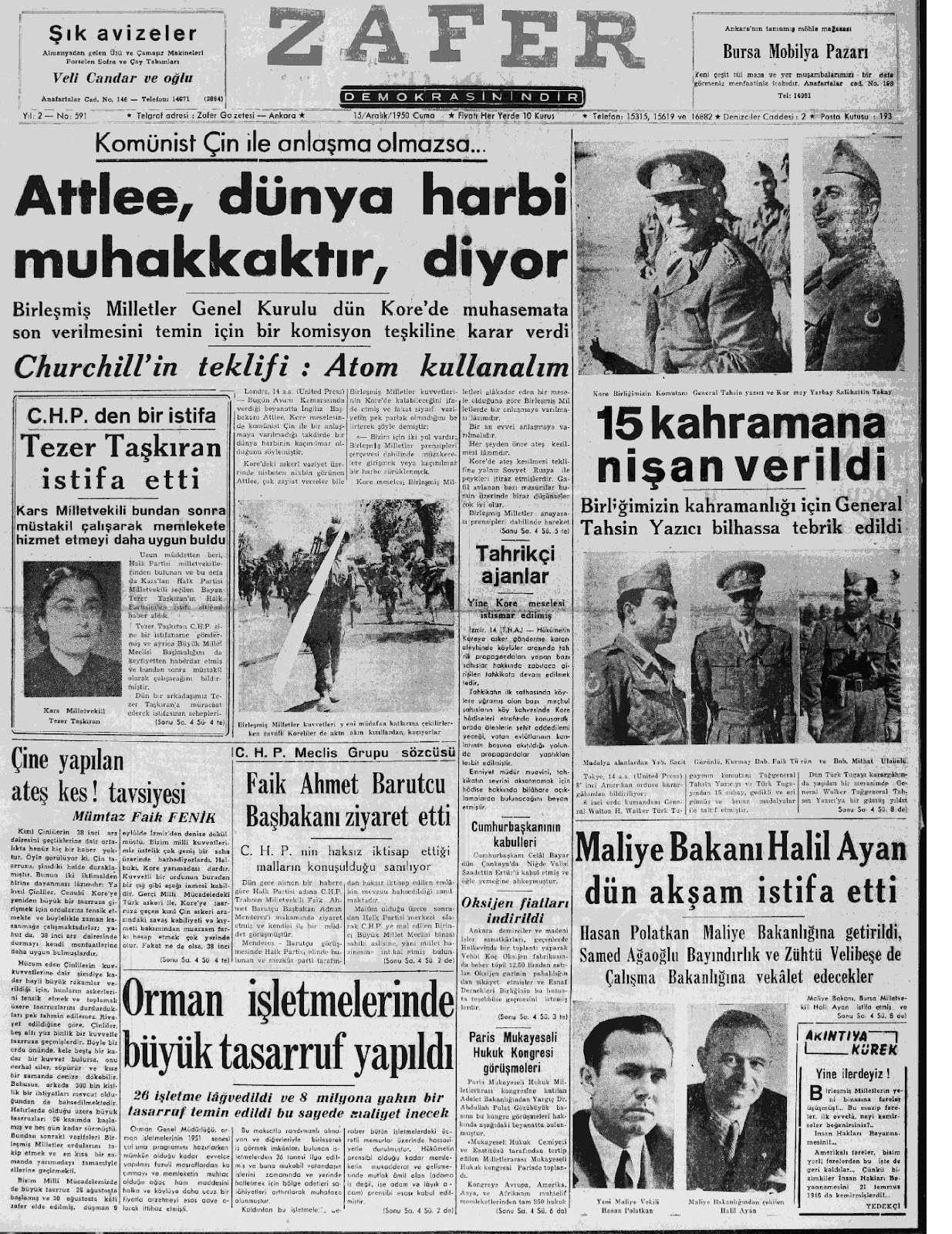 15 Aralık 1950 Zafer Tam Metin 15 Aralık 1950 Zafer Tam Metin