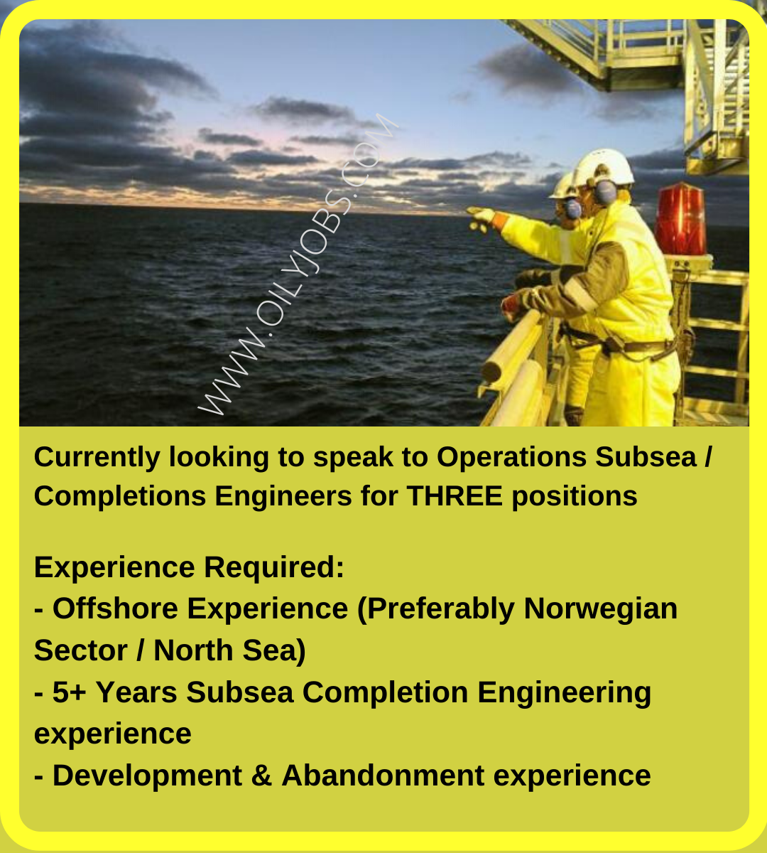 Operations Subsea / Completions Engineers Austro Jobs