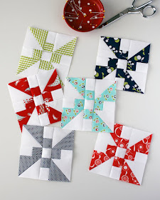 Propeller quilt block from the Patchwork Quilt Along with the Fat Quarter Shop