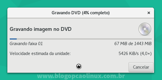 Aguarde enquando a ISO é gravada