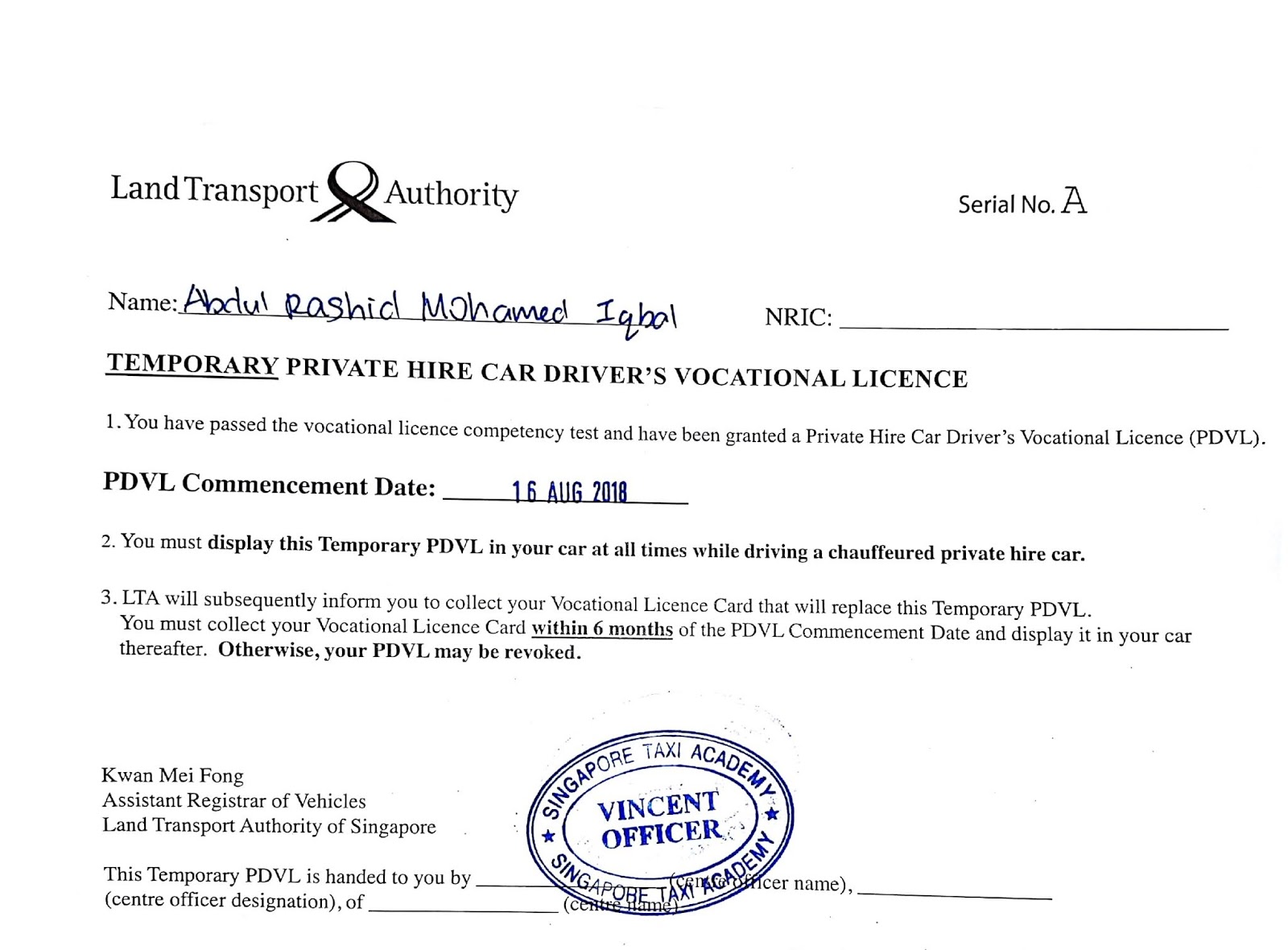 Licence for private hire vehicle storagebetta