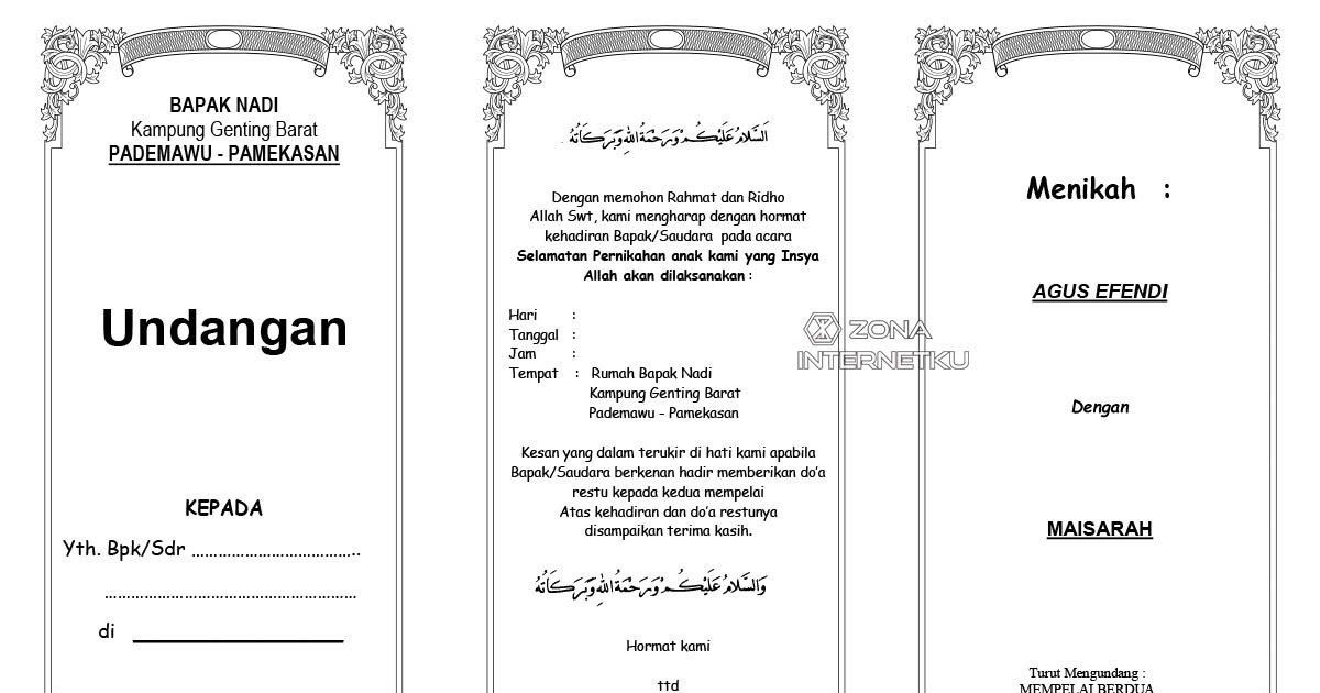 Download Template Contoh Undangan Walimatul Ursy Word (Doc) Gratis
