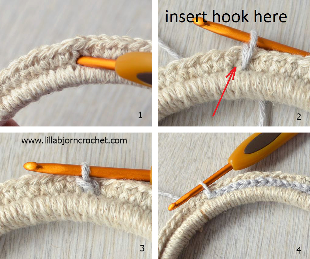 Crochet border around embroidery hoop - FREE pattern by Lilla Bjorn Crochet