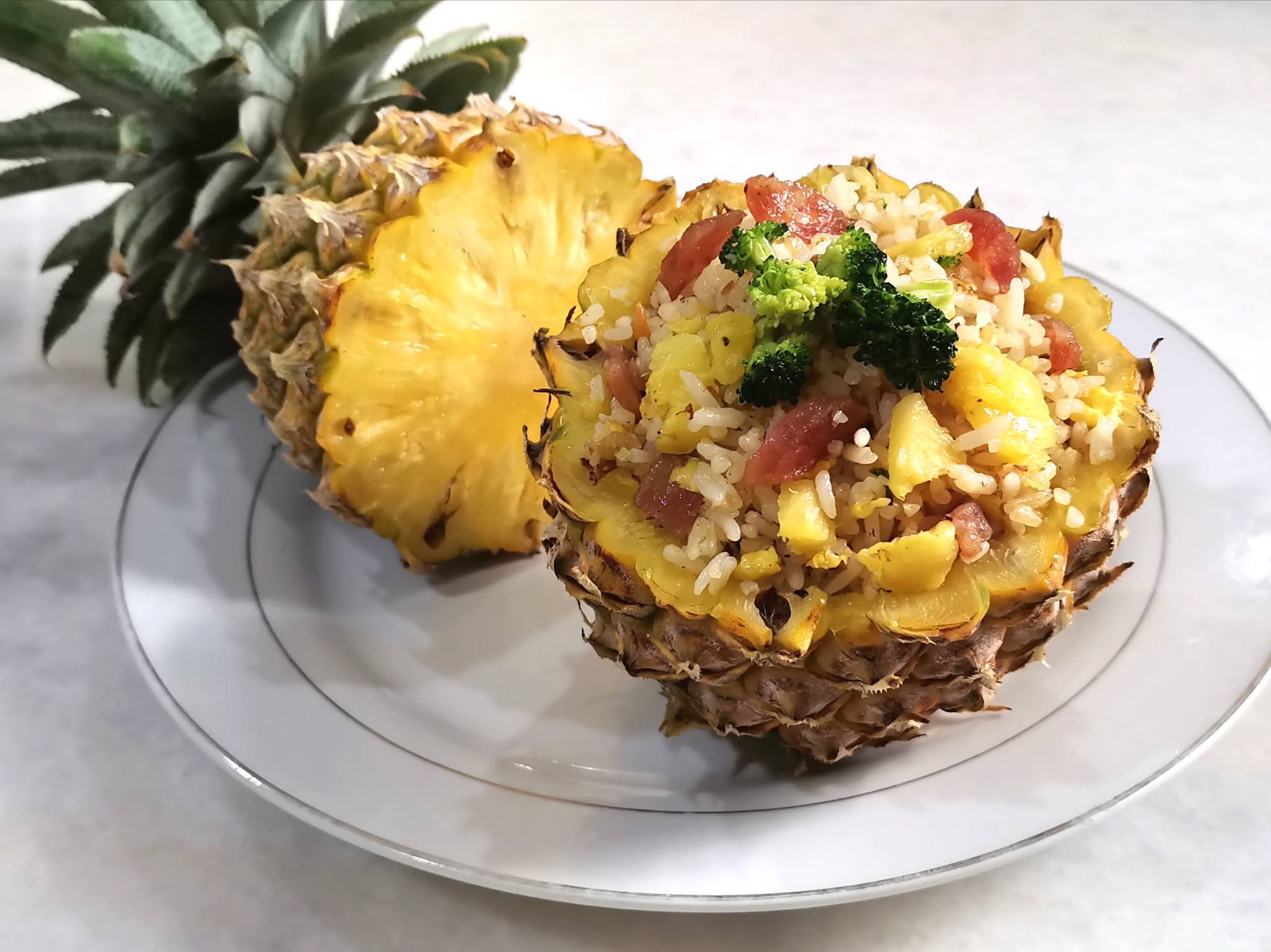 Pineapple Fried Rice in Pineapple Bowl.