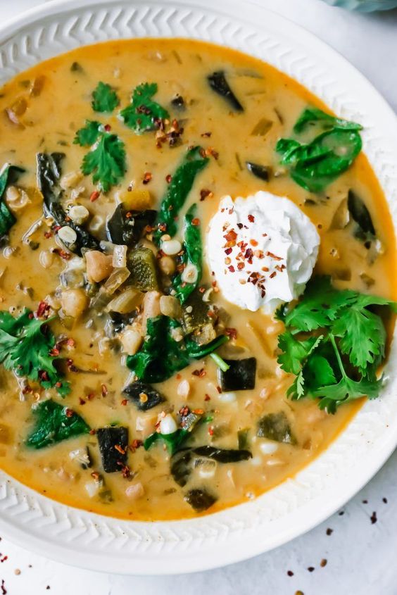 Vegetarian Roasted Poblano White Chili Easy Recipes Healthy