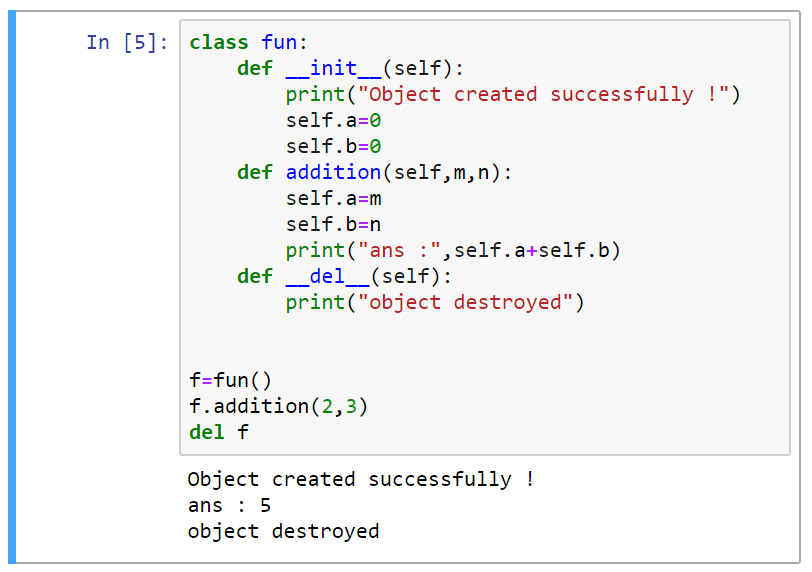 Destructors for classes