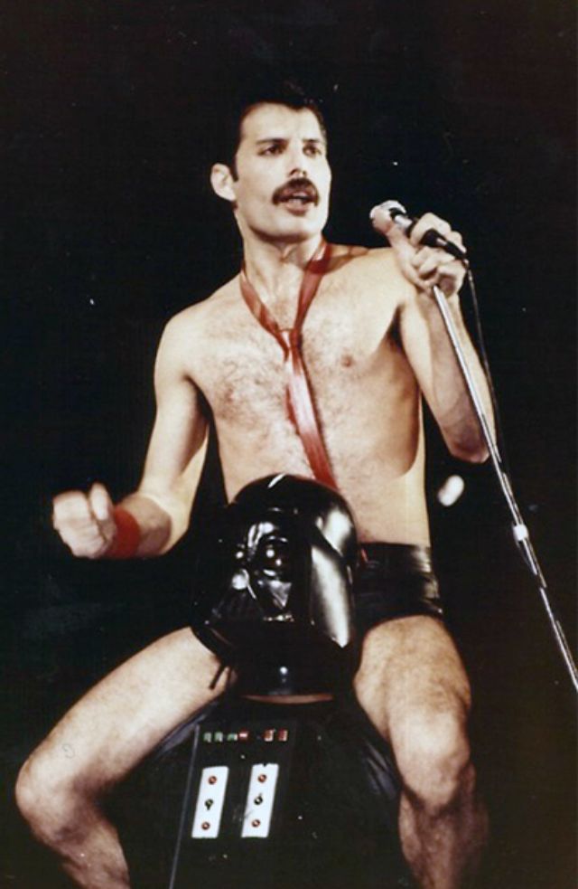 Vintage Photos Of Freddie Mercury Sitting On Darth Vaders -5740