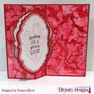 Stamp Set: Miracle of Easter  Custom Dies: Vintage Label Flip Fold Card with Layers, Double Pierced Vintage Labels  Mixed Media Stencil: Flourishes