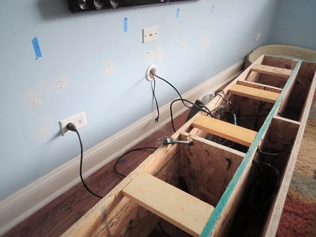 rehanging the floating tv console on wall