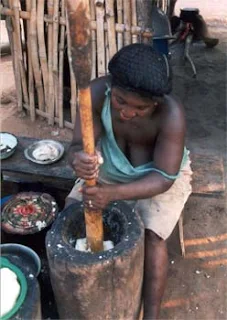 Making fufu for dinner in Nigeria