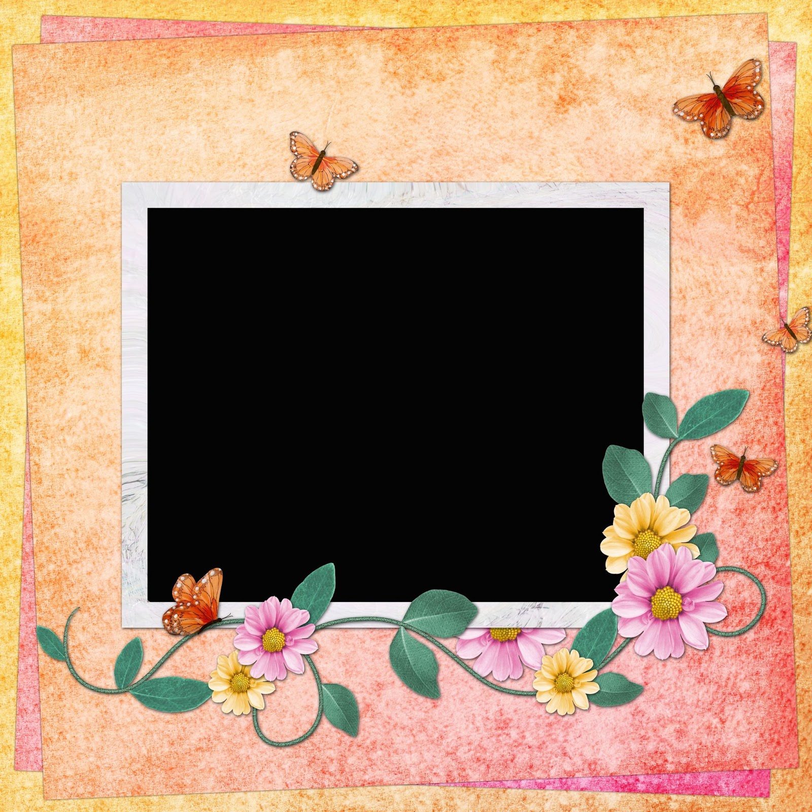 Banco de Imágenes Gratis: con flores y mariposas poner tu