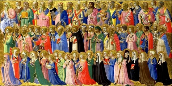 I precursori di Cristo con santi e martiri, 1423-24 - Dalla predella della Pala di Fiesole - Fra Giovanni Angelico da Fiesole -National Gallery Londra