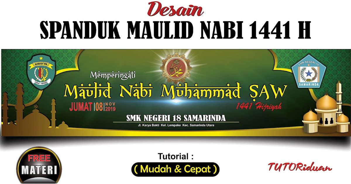 Desain Spanduk Maulid Nabi 1441 H Dengan Coreldraw Tutoriduan Com