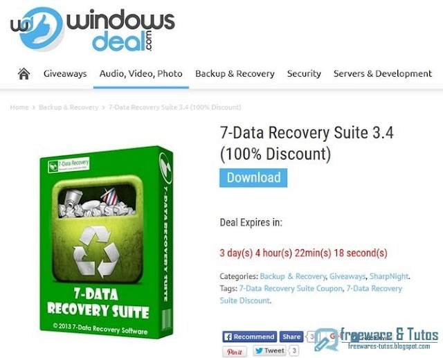 Offre promotionnelle :  7-Data Recovery Suite 3.4 gratuit !