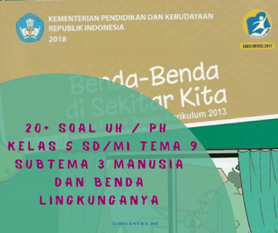 Soal Ulangan Harian Kelas 5 SDMI Tema 9 Subtema 3 Manusia dan Benda Lingkunganya www.simplenews.me