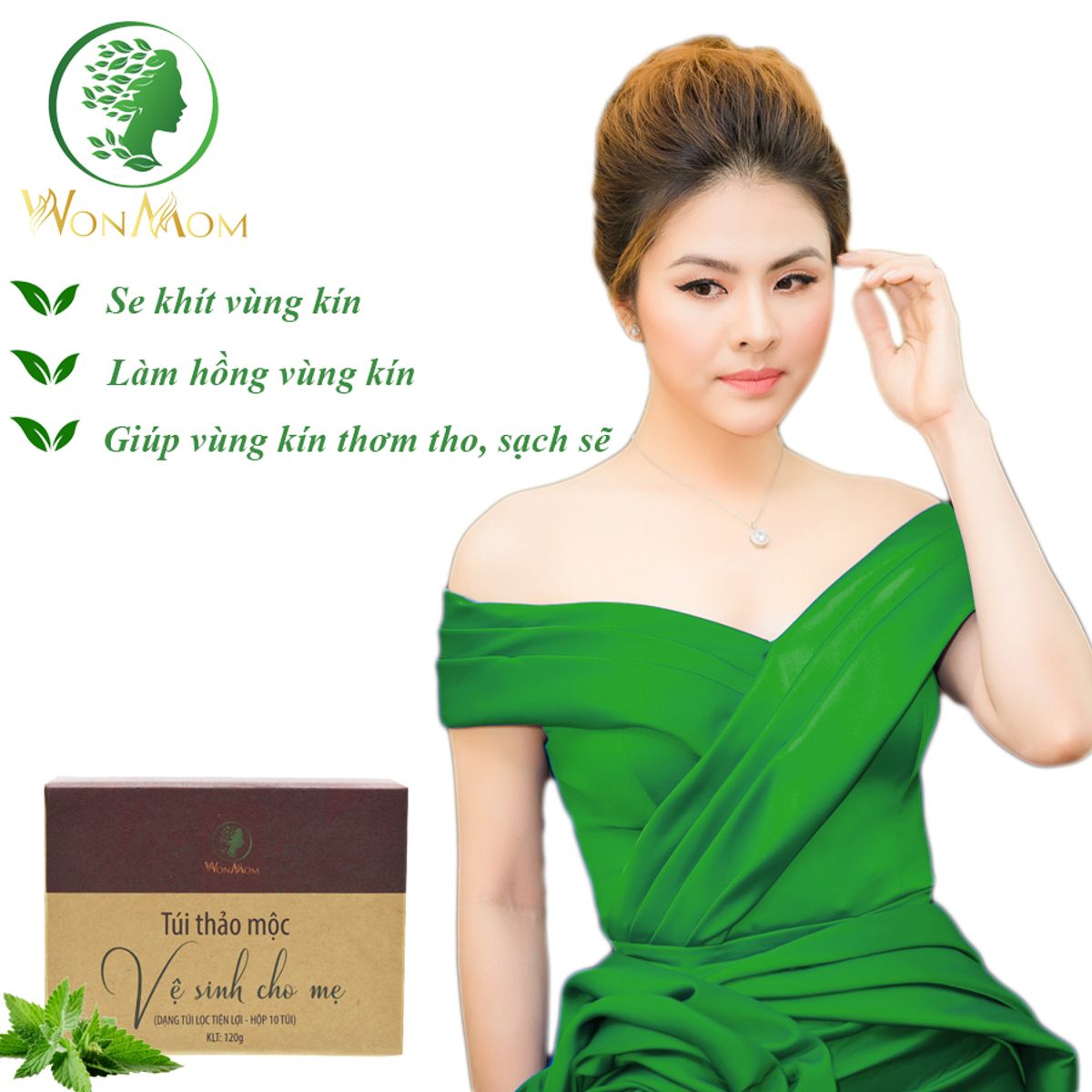 BỘ DƯỠNG TRẮNG HỒNG BODY TỰ NHIÊN, THẢO MỘC XÔNG KHỬ MÙI VÙNG KÍN WONMOM (1 KEM SỮA NGHỆ + 1 HỘP THẢO MỘC XÔNG VÙNG KÍN)