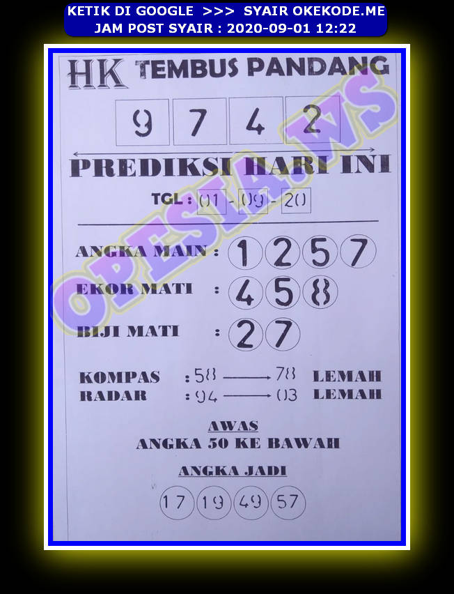 1 New Message Kode Syair Hongkong 1 September 2020 Forum Syair Togel Hongkong Singapura Sydney