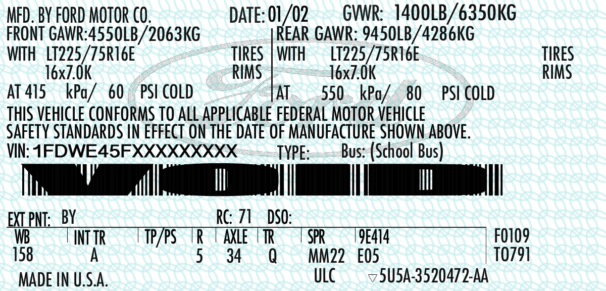 Replacement VIN (vehicle identification number) Stickers LOOKING FOR A