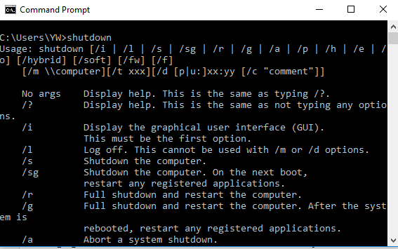 cmd shutdown command
