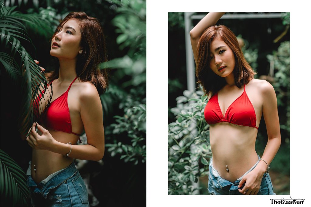 Image Thailand Model - Pattaravadee Boonmeesup - Red Bikini Top and Jean - TruePic.net - Picture-7