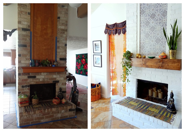 Spanish Boho Mantle Refresh With Bleucoin Tile Decals Before & After