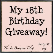 In Between Writing and Reading's 18th Birthday Giveaway