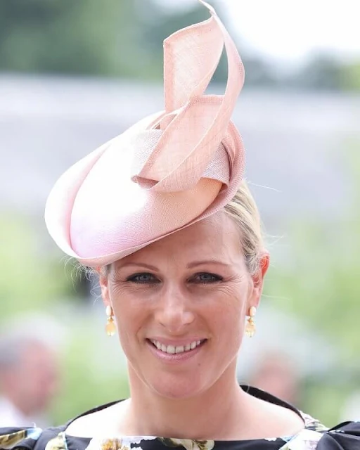 Countess of Wessex wore a new metallic embroidery palm shirt dress by Suzannah. Zara Tindall wore a floral print mini dress by Erdem