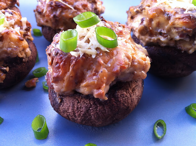 Bacon Blue Cheese and Caramelized Onion Stuffed Mushrooms