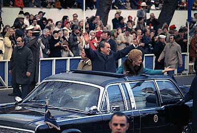 President and Mrs. Nixon in the inuagural motorcade