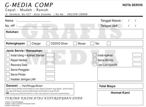 20 Contoh Dan Ukuran Nota Bukti Pembayaran Grafis Media