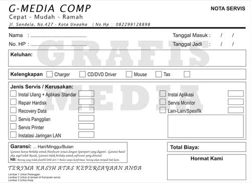 Contoh Nota Toko Elektronik Daftar Contoh G