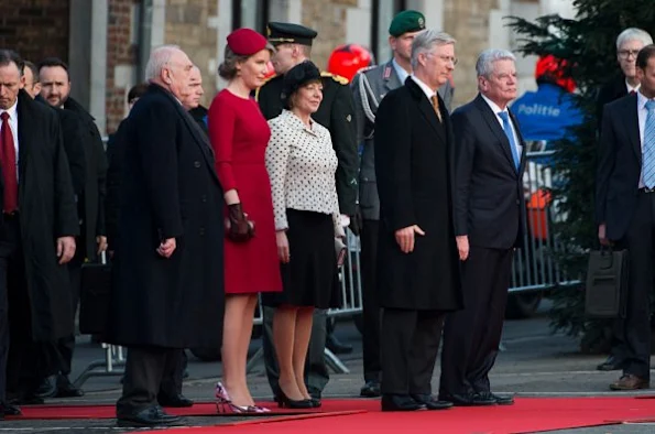 King Phillipe of Belgium and Queen Mathilde of Belgium, German President Joachim Gauck and the German president's partner, Daniela Schadt 