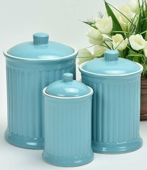 Turquoise Blue Jars Canisters with Lid