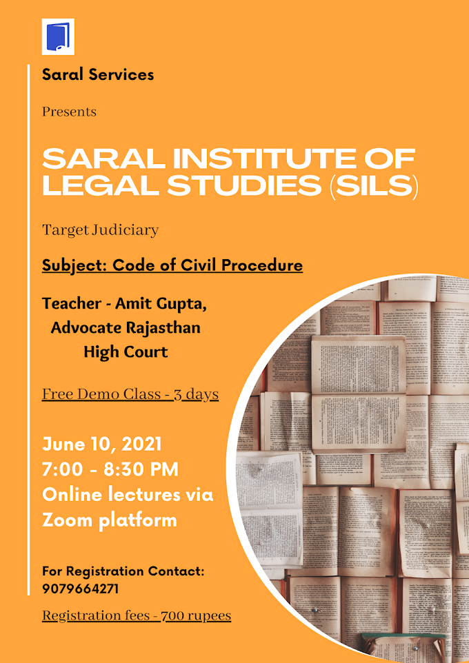 Online Judiciary Classes @ SARAL INSTITUTE OF LEGAL STUDIES (3 DAYS TRIAL)