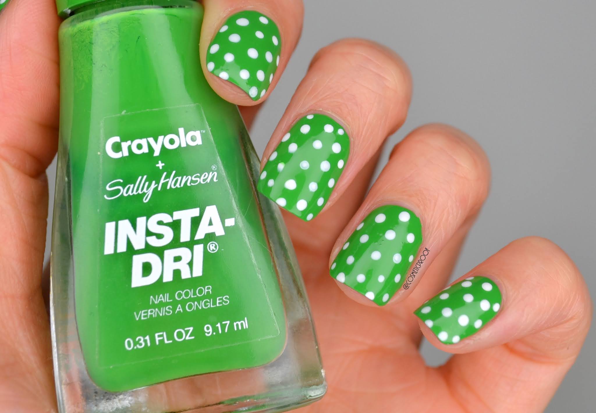Green, White, and Red Polka Dot Nail Design - wide 5