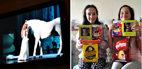 Shania Twain on the TV and my girls with their Easter eggs