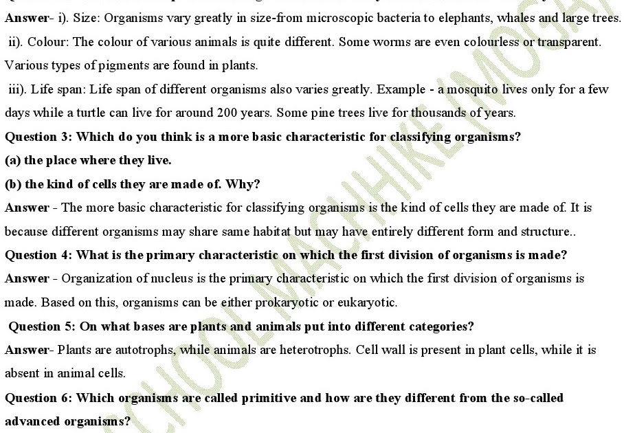 Chapter 7 Diversity in Living Organisms - Class 9