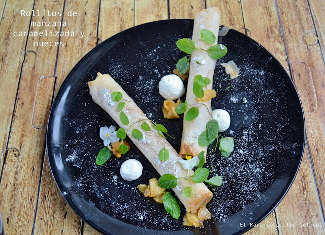Rollitos De Manzana Caramelizada Y Nueces
