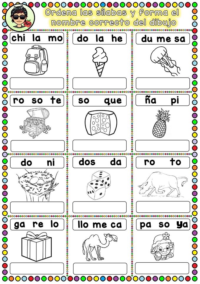 Fichas Lectoescritura para Ordenar Sílabas Materiales