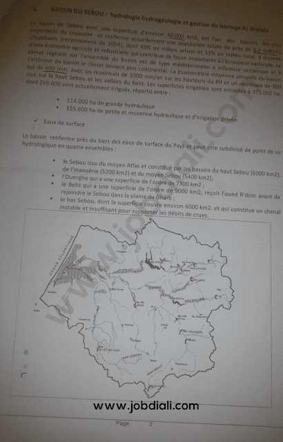 Exemple Concours de Recrutement Ingénieurs d'Etat Génie Hydraulique - Ministère de l'energie des mines de l'eau et de l'environnement