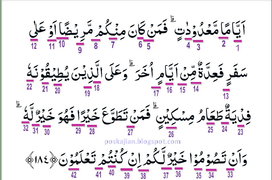 Hukum Tajwid AlQuran Surat AlBaqarah Ayat 184 Lengkap