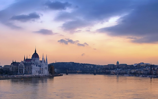 Budapest Danube Buildings River 4K.