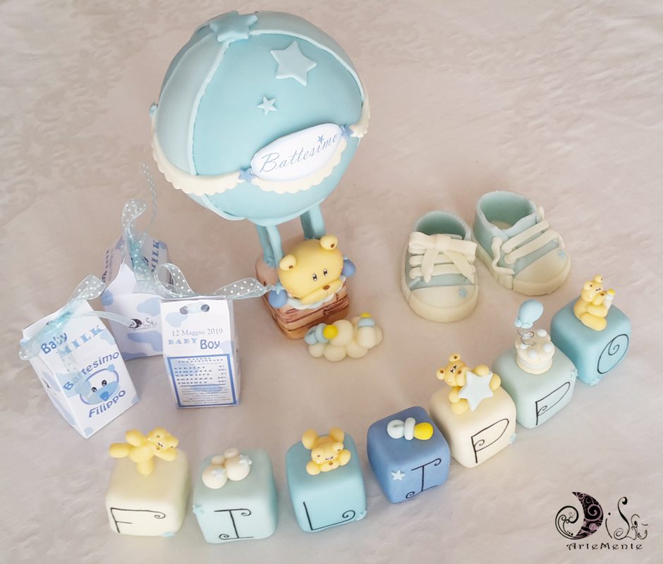 Decorazione Per Torta Con Orsetti Blu E Palloncini - Set Per Baby Shower E Compleanni - Foto 3