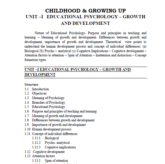 Growth And Development Notes For B.ed PDF Download